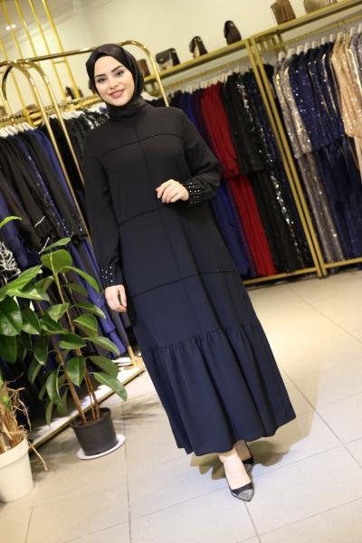 7310 فستان بأكمام متموجة ذات تنورة كود 7310