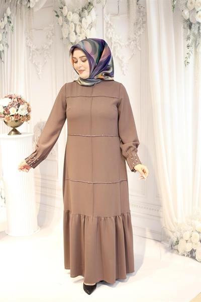 7310 فستان بأكمام متموجة ذات تنورة كود 7310