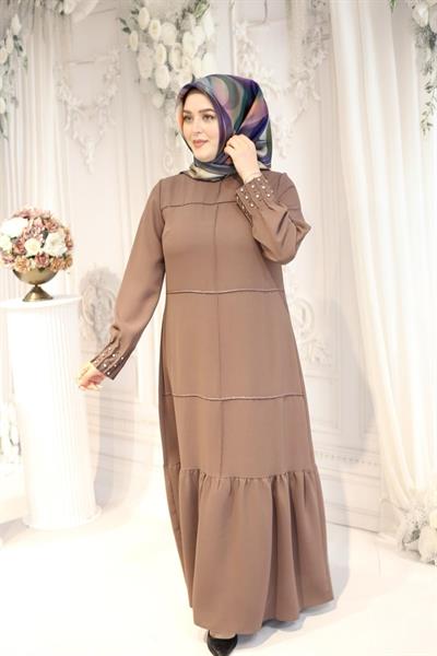 7310 فستان بأكمام متموجة ذات تنورة كود 7310