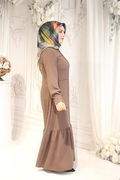 7310 فستان بأكمام متموجة ذات تنورة كود 7310