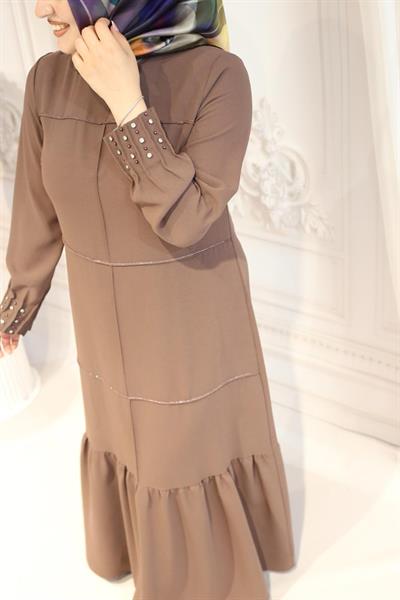 7310 فستان بأكمام متموجة ذات تنورة كود 7310