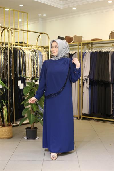 7368 CODE SINGLE STONE EMBROIDERED DRESS