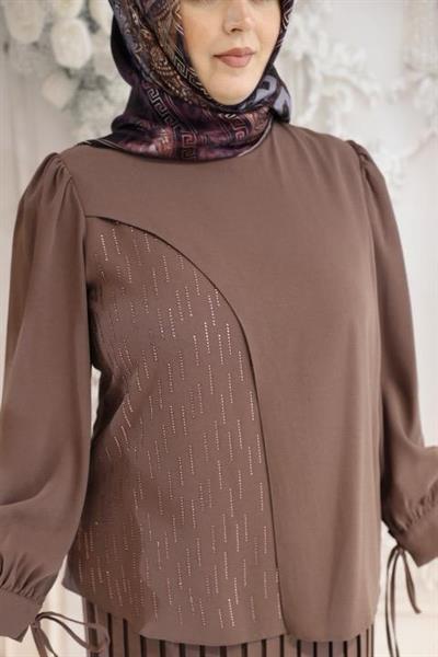 7456 بدلة كود تنورة كود مطوية بأربطة من الدانتيل