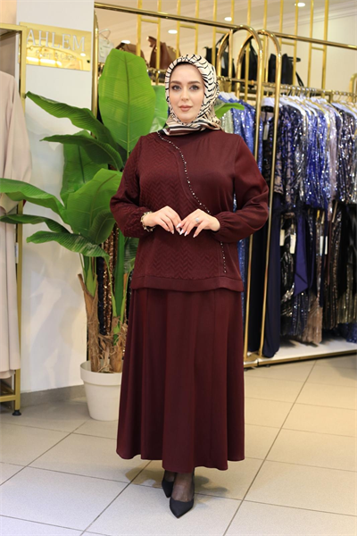 7556 KOD JAKAR KUPRA ETEKLİ TAKIM BORDO