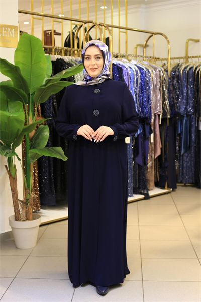 7634 KOD BONCUK DETAYLI FERACE LACİVERT