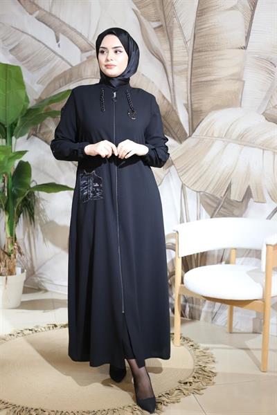 8008 CODE TEK CEBİ ORGANZE ZİNCİRLİ FERACE