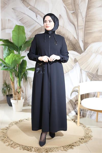 8008 CODE TEK CEBİ ORGANZE ZİNCİRLİ FERACE