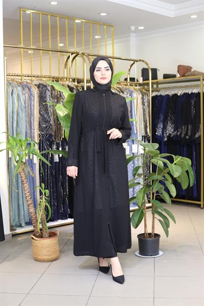 8240 CODE LEOPARLI KAPŞONLU FERACE