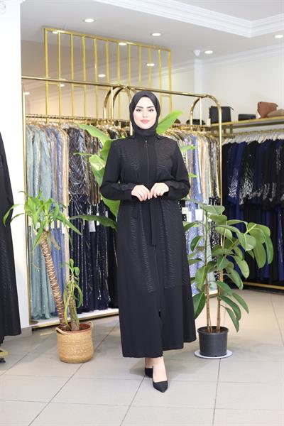 8240 CODE LEOPARLI KAPŞONLU FERACE