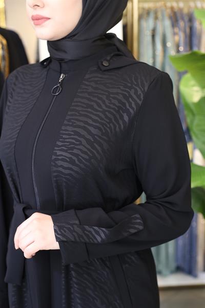 8240 CODE LEOPARLI KAPŞONLU FERACE