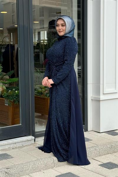 831 فستان كود أمامي مزين بشيفون مفصل من الأمام 831