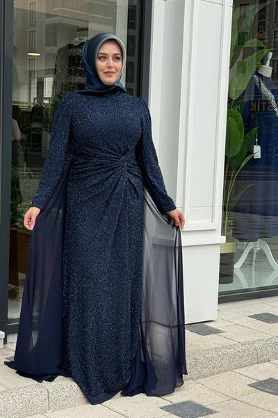 831 فستان كود أمامي مزين بشيفون مفصل من الأمام 831