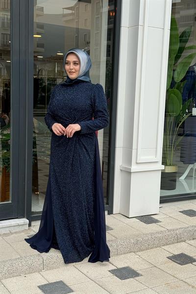 831 فستان كود أمامي مزين بشيفون مفصل من الأمام 831