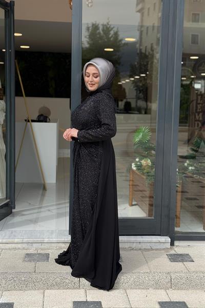 831 فستان كود أمامي مزين بشيفون مفصل من الأمام 831