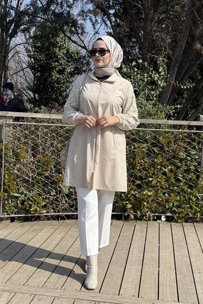 8511 KOD KOLLARI TAŞ İŞLEMELİ KAP KREM