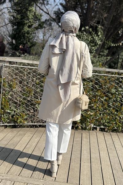 8511 KOD KOLLARI TAŞ İŞLEMELİ KAP KREM