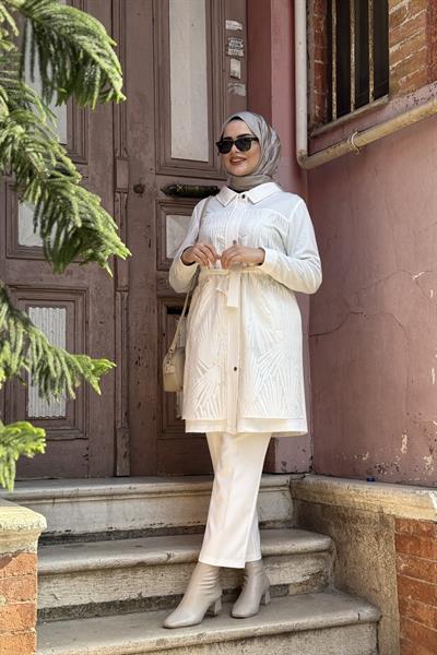 8527 KOD KOLLARI NAKIŞLI FERMUARLI KAP KREM