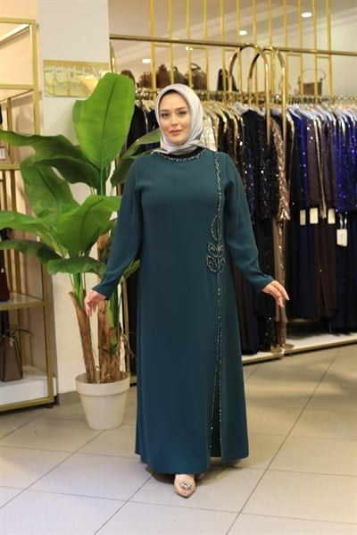 8829 KOD NİHAL İŞLEMELİ ELBİSE