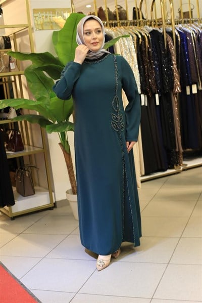 8829 KOD NİHAL İŞLEMELİ ELBİSE