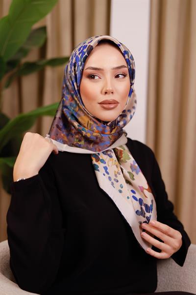 8926701/324 KOD RENKLİ AKER SAF İPEK EŞARP MAVİ