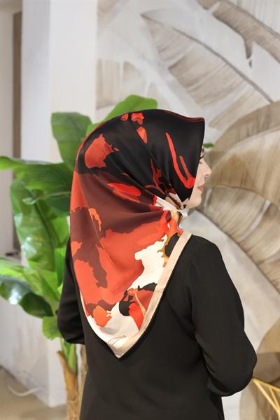 8935/02 CODE FLORAL DETAILED ARMINE PURE SILK SCARF