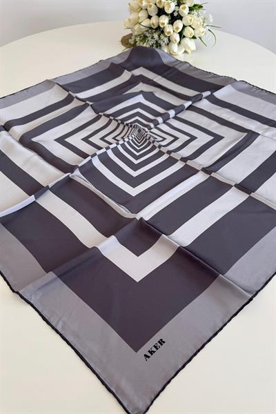 8962701/372 CODE GEOMETRİK DESENLİ AKER SAF İPEK EŞARP