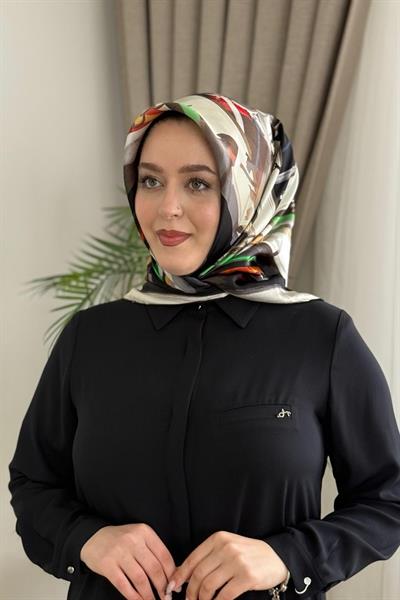 8979701/312 KOD ZİNCİR DESENLİ AKER SAF İPEK EŞARP