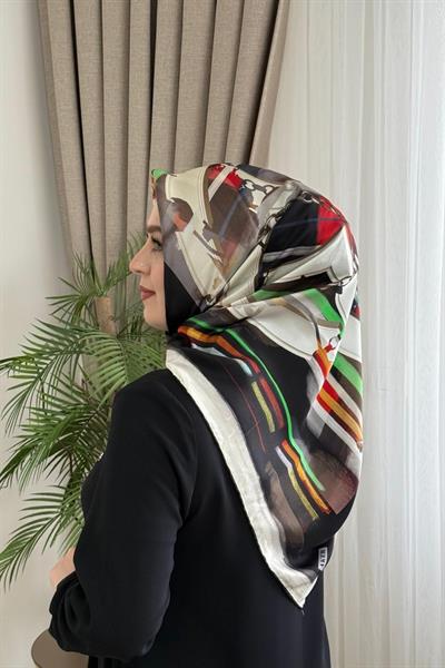 8979701/312 KOD ZİNCİR DESENLİ AKER SAF İPEK EŞARP