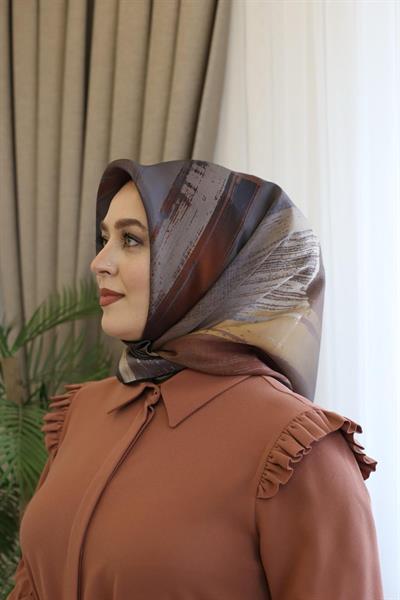 8987701/313 KOD FIRÇA DESENLİ AKER SAF İPEK EŞARP