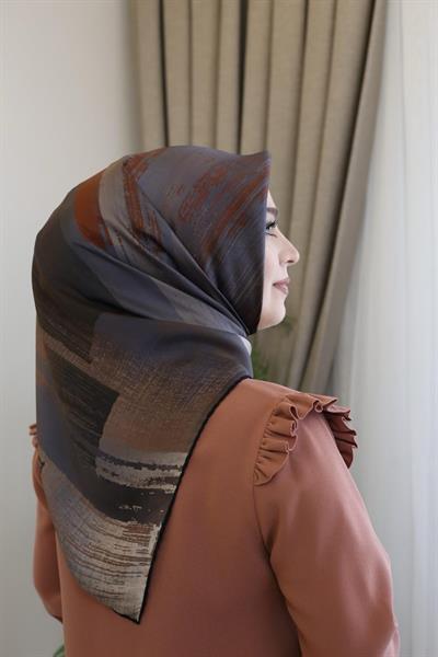 8987701/313 KOD FIRÇA DESENLİ AKER SAF İPEK EŞARP