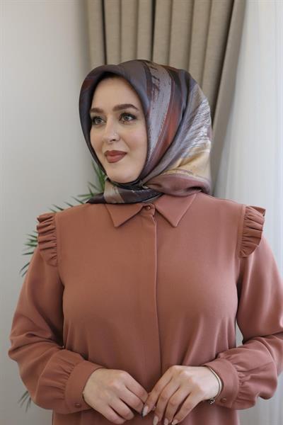 8987701/313 KOD FIRÇA DESENLİ AKER SAF İPEK EŞARP