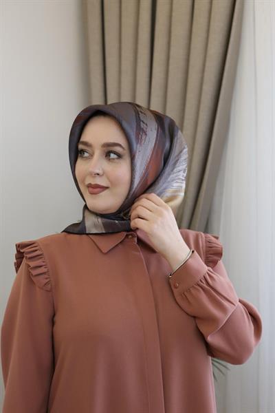 8987701/313 KOD FIRÇA DESENLİ AKER SAF İPEK EŞARP