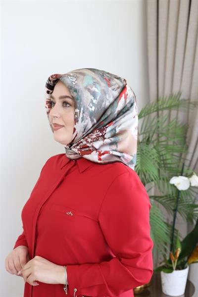 8989701/311 KOD FIRÇA DESENLİ AKER SAF İPEK EŞARP