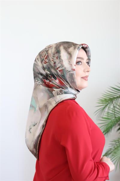 8989701/311 KOD FIRÇA DESENLİ AKER SAF İPEK EŞARP