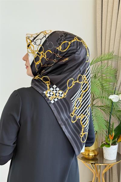 8992701/312 KOD ZİNCİR DESENLİ AKER SAF İPEK EŞARP