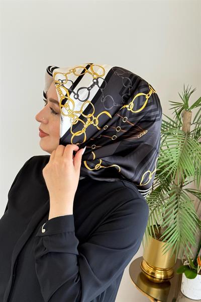 8992701/312 KOD ZİNCİR DESENLİ AKER SAF İPEK EŞARP