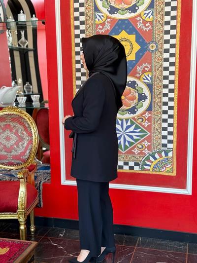 9007 KOD SATEN TAŞLI CEKET SİYAH