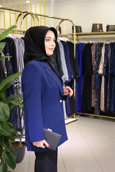 9008 KOD TEK DÜĞMELİ BLAZER CEKET İNDİGO