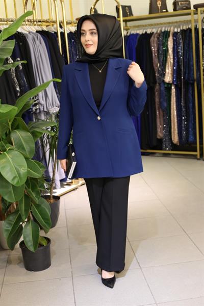 9008 KOD TEK DÜĞMELİ BLAZER CEKET İNDİGO