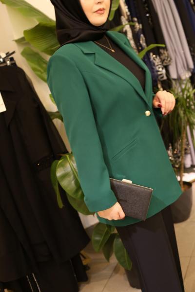9008 KOD TEK DÜĞMELİ BLAZER CEKET YEŞİL