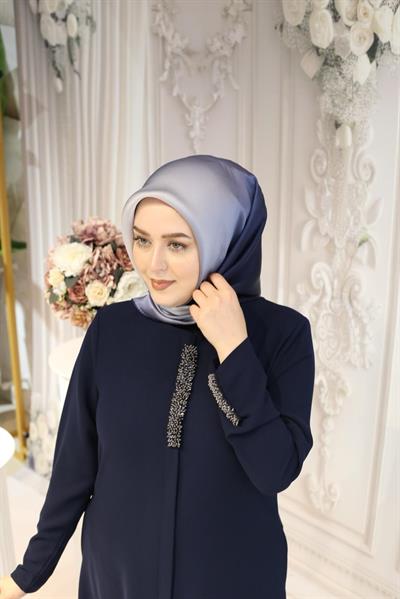 9010/13 KOD GEÇİŞLİ LACİVERT AHLEM EŞARP SAF İPEK EŞARP LACİVERT