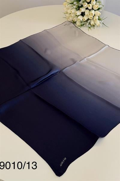 9010/13 KOD GEÇİŞLİ LACİVERT AHLEM EŞARP SAF İPEK EŞARP LACİVERT