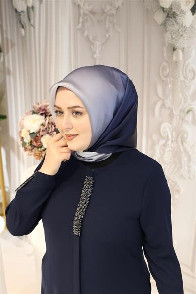 9010/13 KOD GEÇİŞLİ LACİVERT AHLEM EŞARP SAF İPEK EŞARP LACİVERT