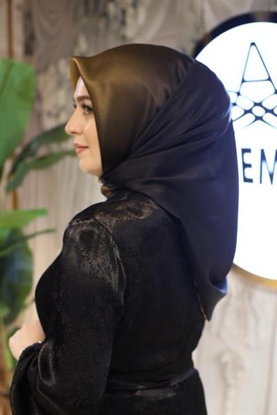 9010/16 KOD GEÇİŞLİ GOLD AHLEM EŞARP SAF İPEK EŞARP SİYAH