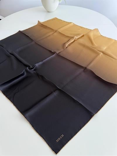 9010/16 KOD GEÇİŞLİ GOLD AHLEM EŞARP SAF İPEK EŞARP SİYAH