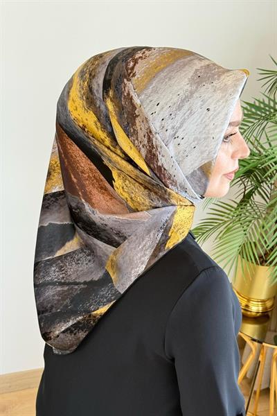 9019230/313 KOD FIRÇA DESENLİ PİERRE CARDİN SAF İPEK EŞARP STD