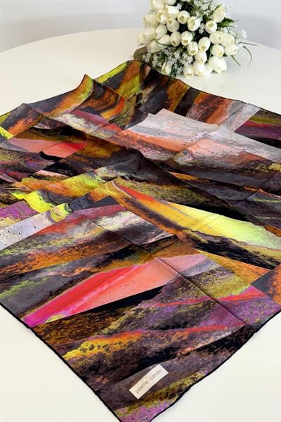 9019230/361 KOD FIRÇA DESENLİ PİERRE CARDİN SAF İPEK EŞARP STD