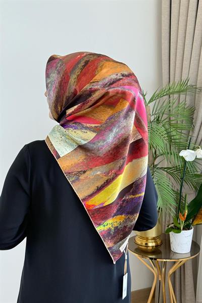 9019230/361 KOD FIRÇA DESENLİ PİERRE CARDİN SAF İPEK EŞARP STD