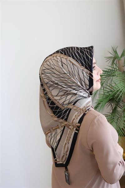 9041713/914 KOD ZİNCİR DESENLİ AKER TWİLL İPEK EŞARP