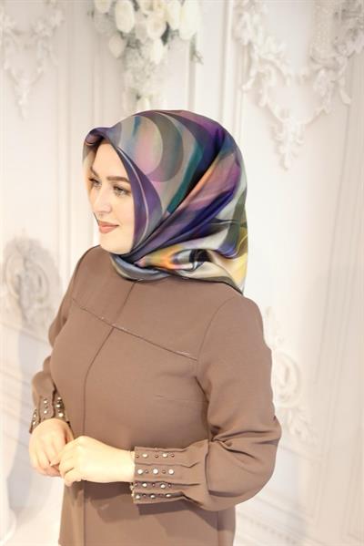 9043701/311 CODE GEOMETRY DESENLİ AKER SAF İPEK EŞARP